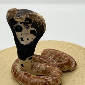Ceramic Cobra Snake Hand Sculpted Miniature Figurine