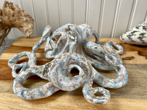 Octopus Sculpture Handmade Ceramic Coastal Housewarming - Etsy