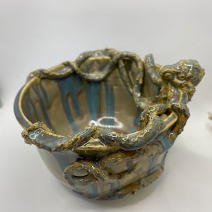 Octopus Bowl Handmade Ceramic Decorative Dish Housewarming Coastal