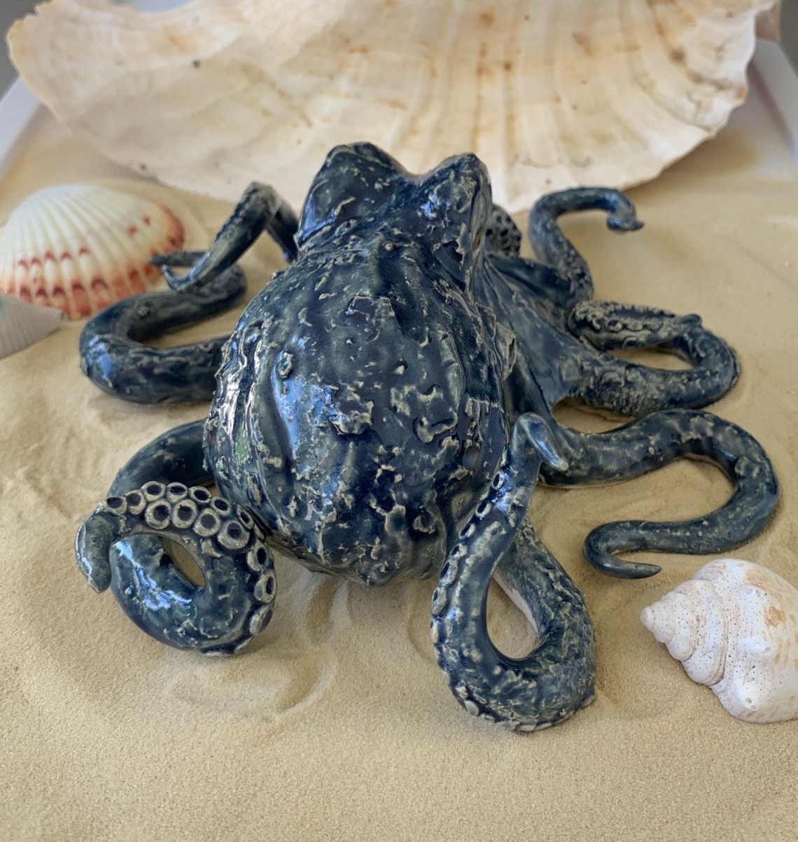Ceramic Handmade Octopus Sculpture Navy Blue | Etsy