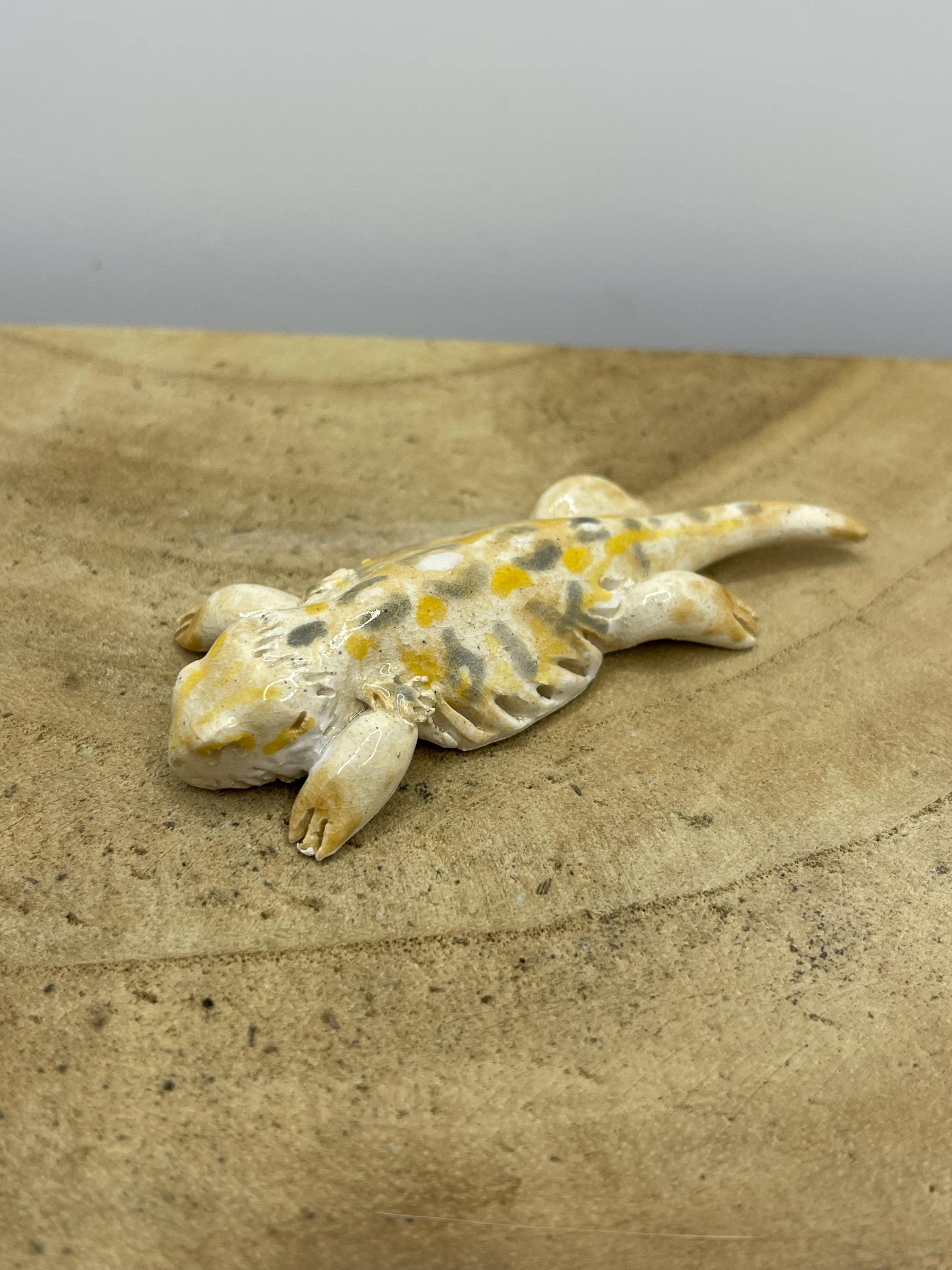 Bearded Dragon Hand-Sculpted Miniature * Stoneware Ceramic Lizard Figurine * Handmade Reptile Collectible