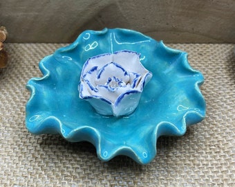 Incense Burner, Flower Incense Holder, Handmade,  Floral,  Ceramic Home Decor