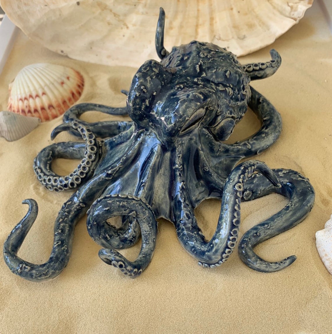 Ceramic Handmade Octopus Sculpture Navy Blue | Etsy
