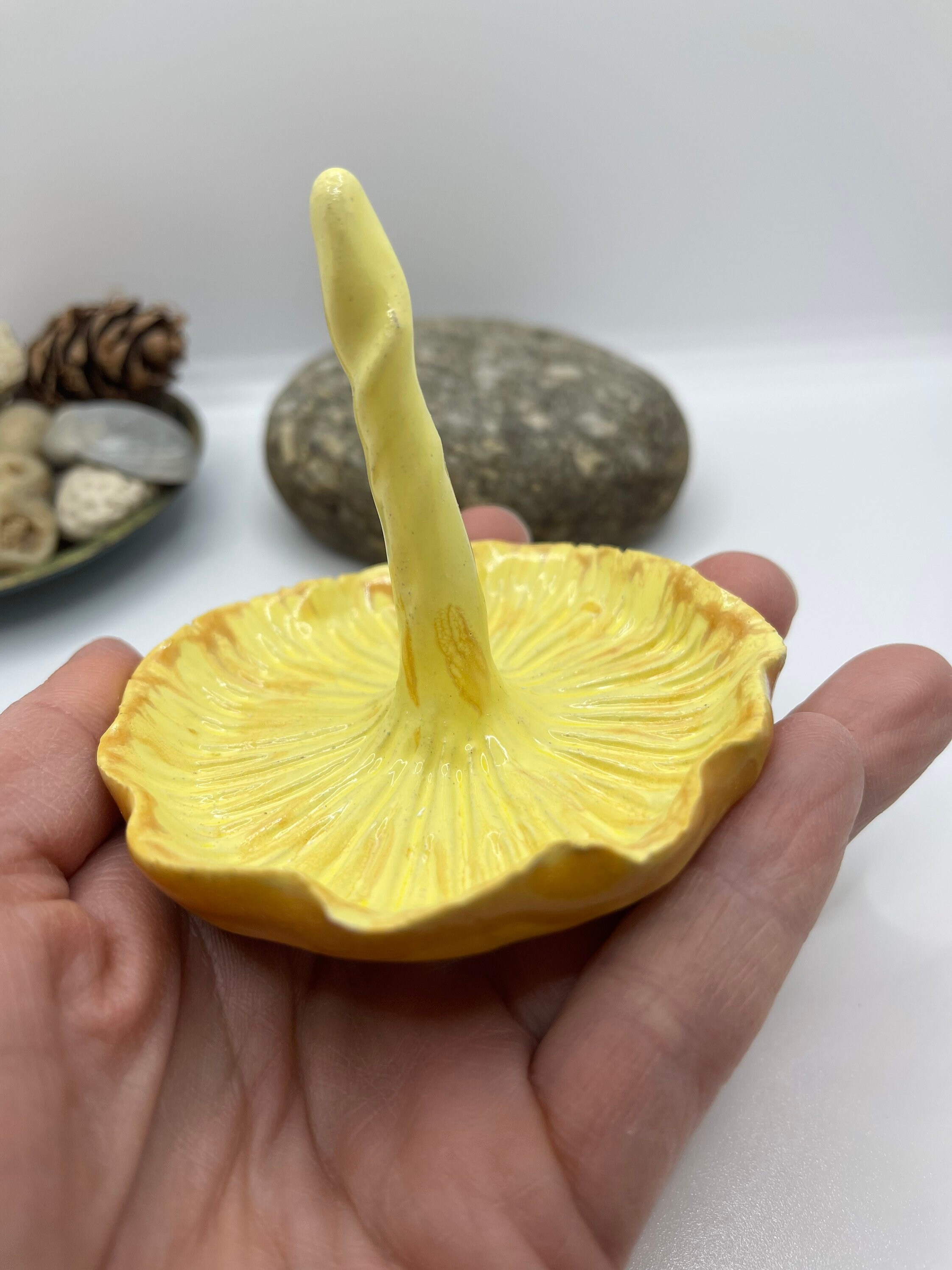 Ring Dish Handmade Golden Chanterelle Jewelry Dish Ceramic Home