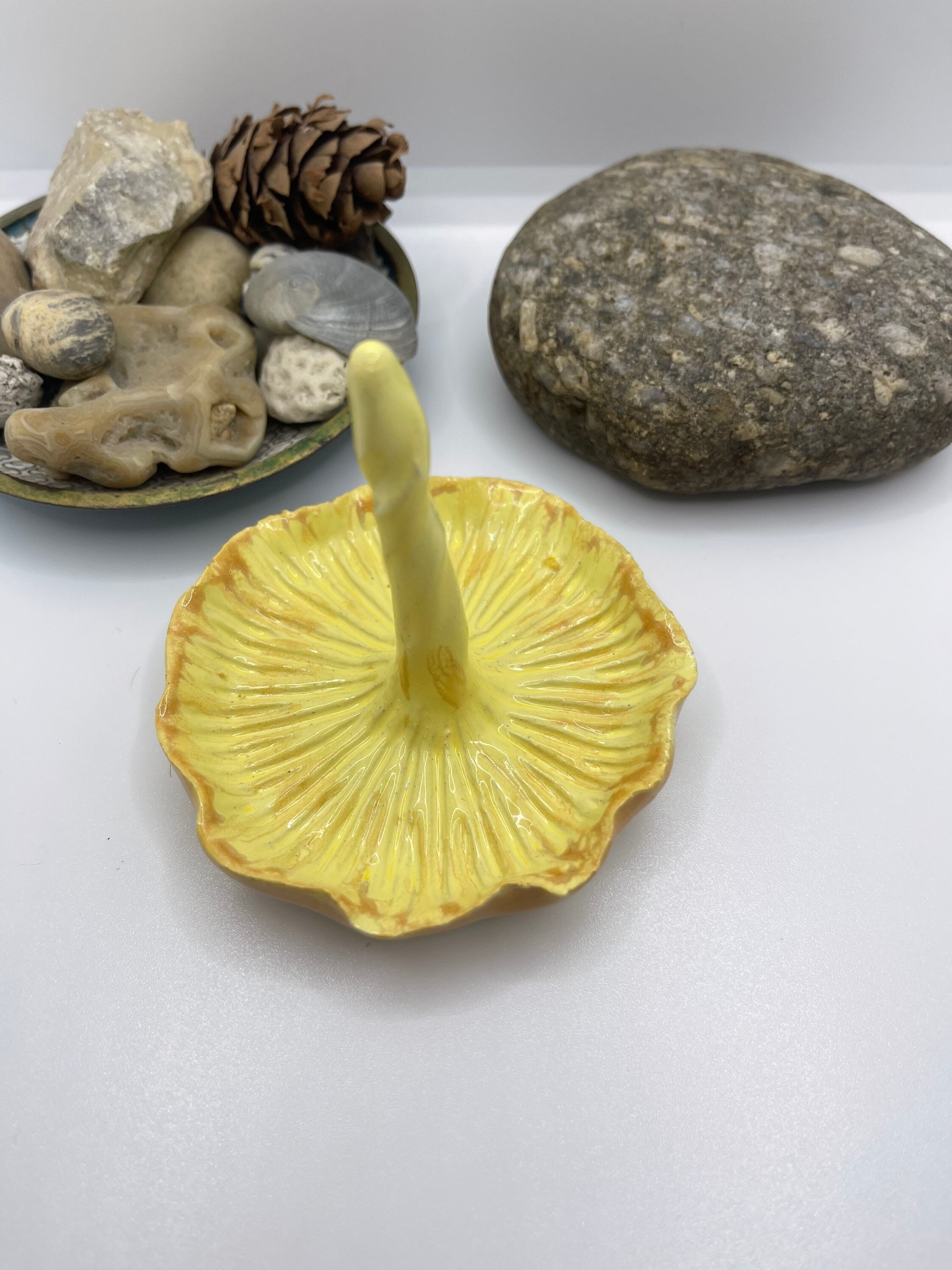 Ring Dish Handmade Golden Chanterelle Jewelry Dish Ceramic Home