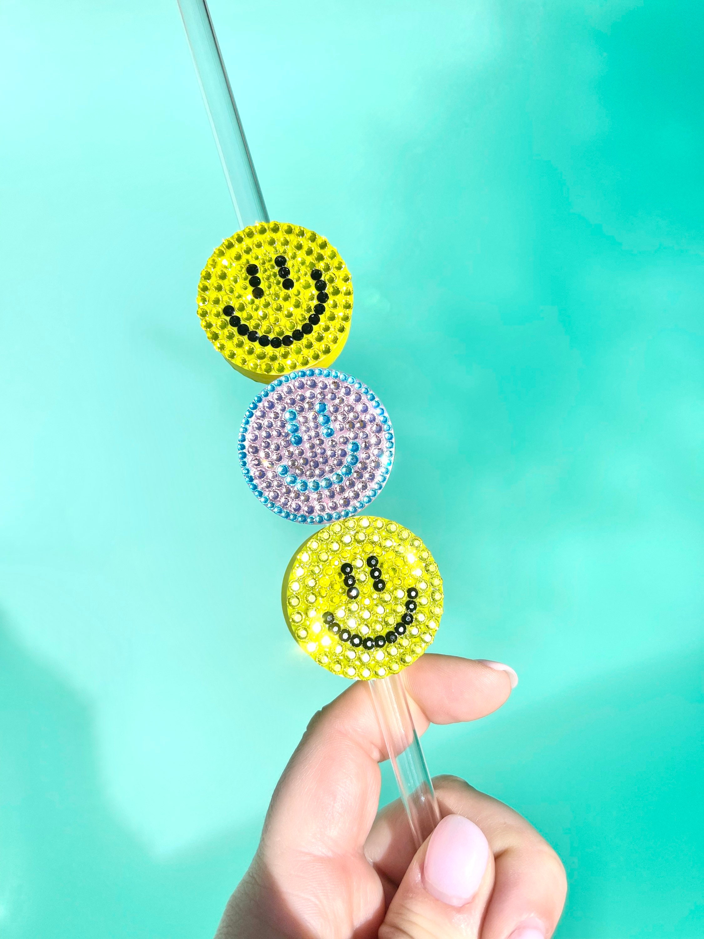 Happy face straw topper keep smiling smiley face fits Stanley