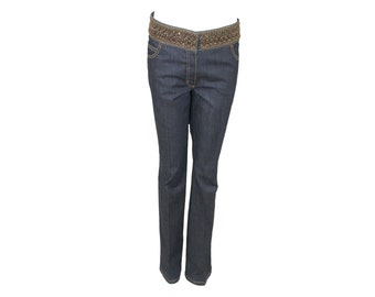 Jeans in Dark Wash Demim by ESCADA with Beautiful Embellished Waistband
