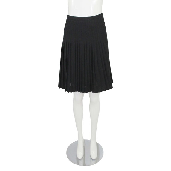 Guy Laroche Vintage Black Wool Crepe Pleated Skirt