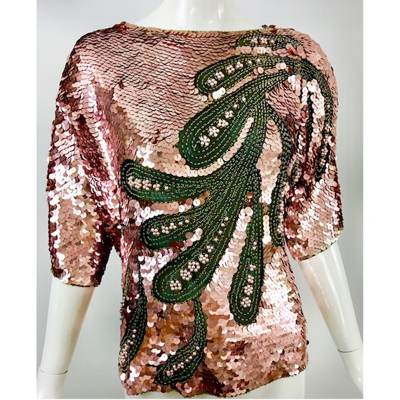 OLEG CASSINI Blouse in Sensational Silk Sequins ci