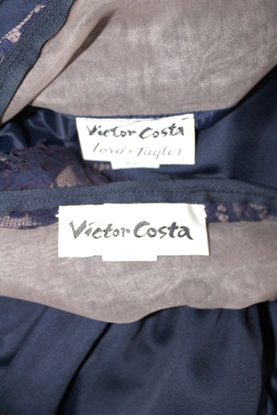 Victor Costa Vintage Navy Ballgown Evening Gown - image 8