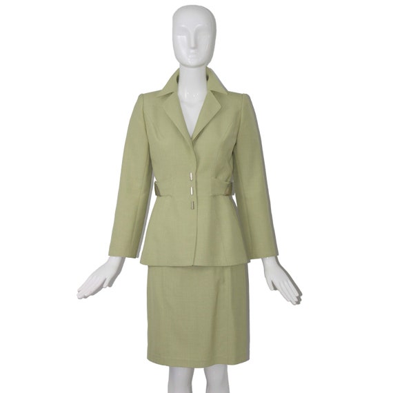 Rare Thierry Mugler Couture 1990s Celedon 2pc Suit