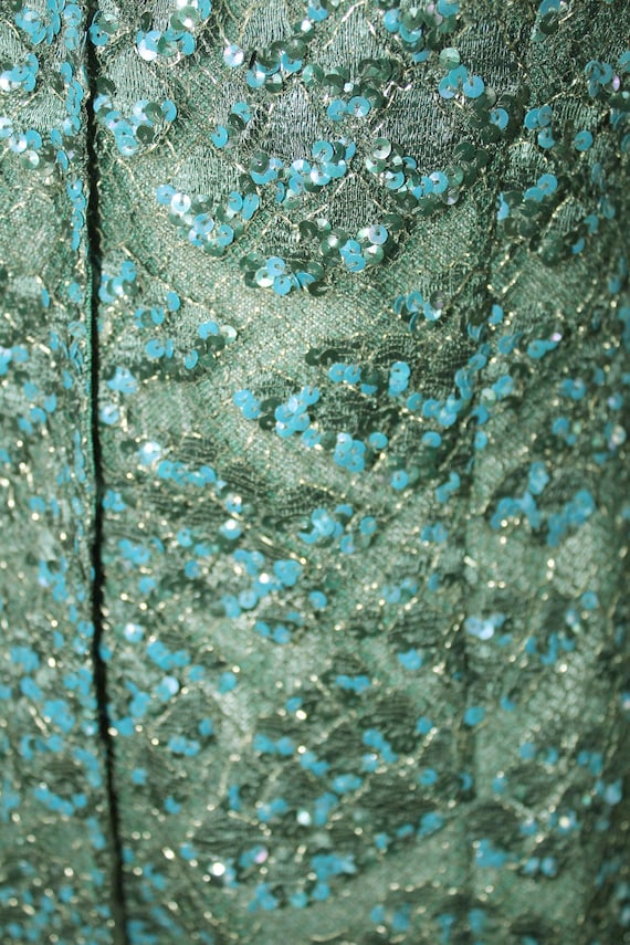 LIANCARLO Couture Vintage Lace with Sequins Emerald C Gem