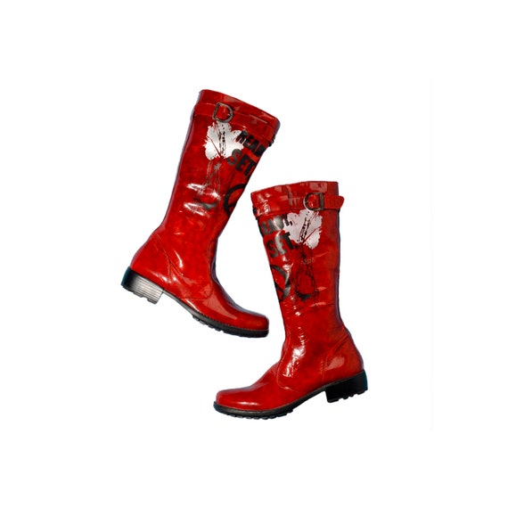 moschino graffiti boots