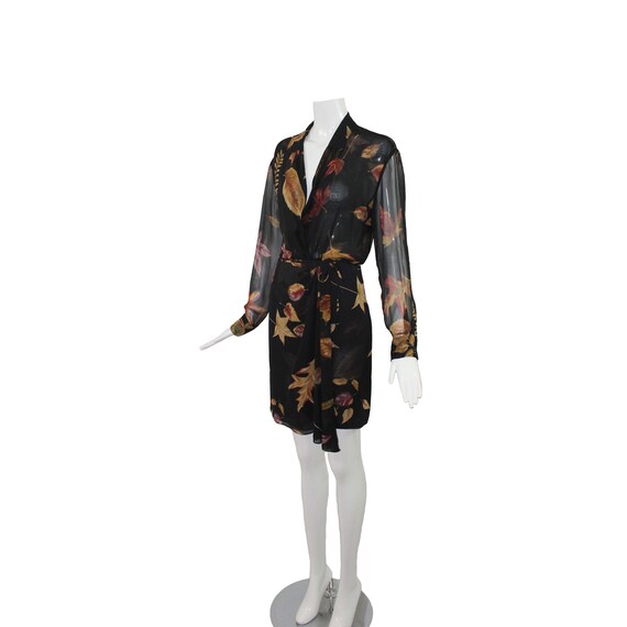 Vintage EMANUEL UNGARO 1980s Chiffon Leaf Print Bl
