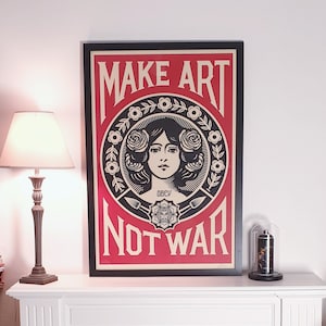 Shepard Fairey Poster (OBEY) - SIGNED - Make Art Not War - 2023 - Open Edition Large Format