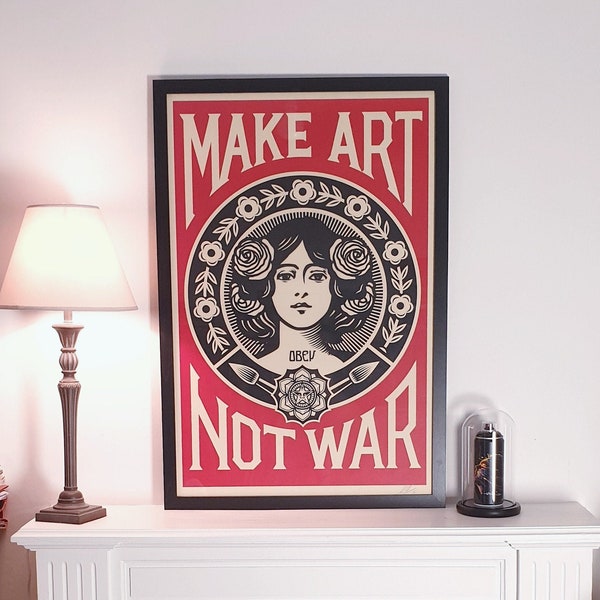 Affiche Shepard Fairey (OBEY) - SIGNÉE - Make Art Not War - 2023 - Open Edition Grand Format