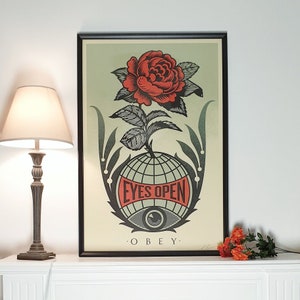 Póster de Shepard Fairey (OBEY) - FIRMADO - Ojos abiertos - 2024 - Edición abierta de gran formato