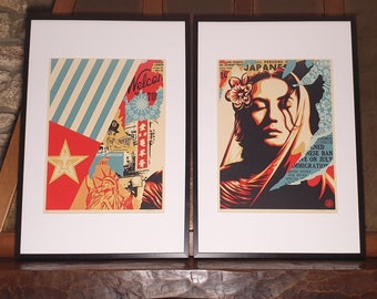 2 Diptych Posters - Welcome Visitor - Shepard Fairey (OBEY) - Signed - Limited editions of 450 copies - Silkscreen prints - 2017