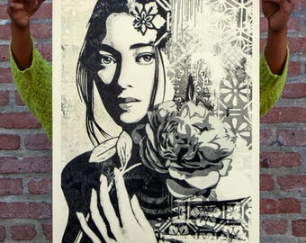 Póster firmado - Encarnación (Plata) - Shepard Fairey (OBEY) - Edición limitada de 550 ejemplares - Serigrafía - 2024
