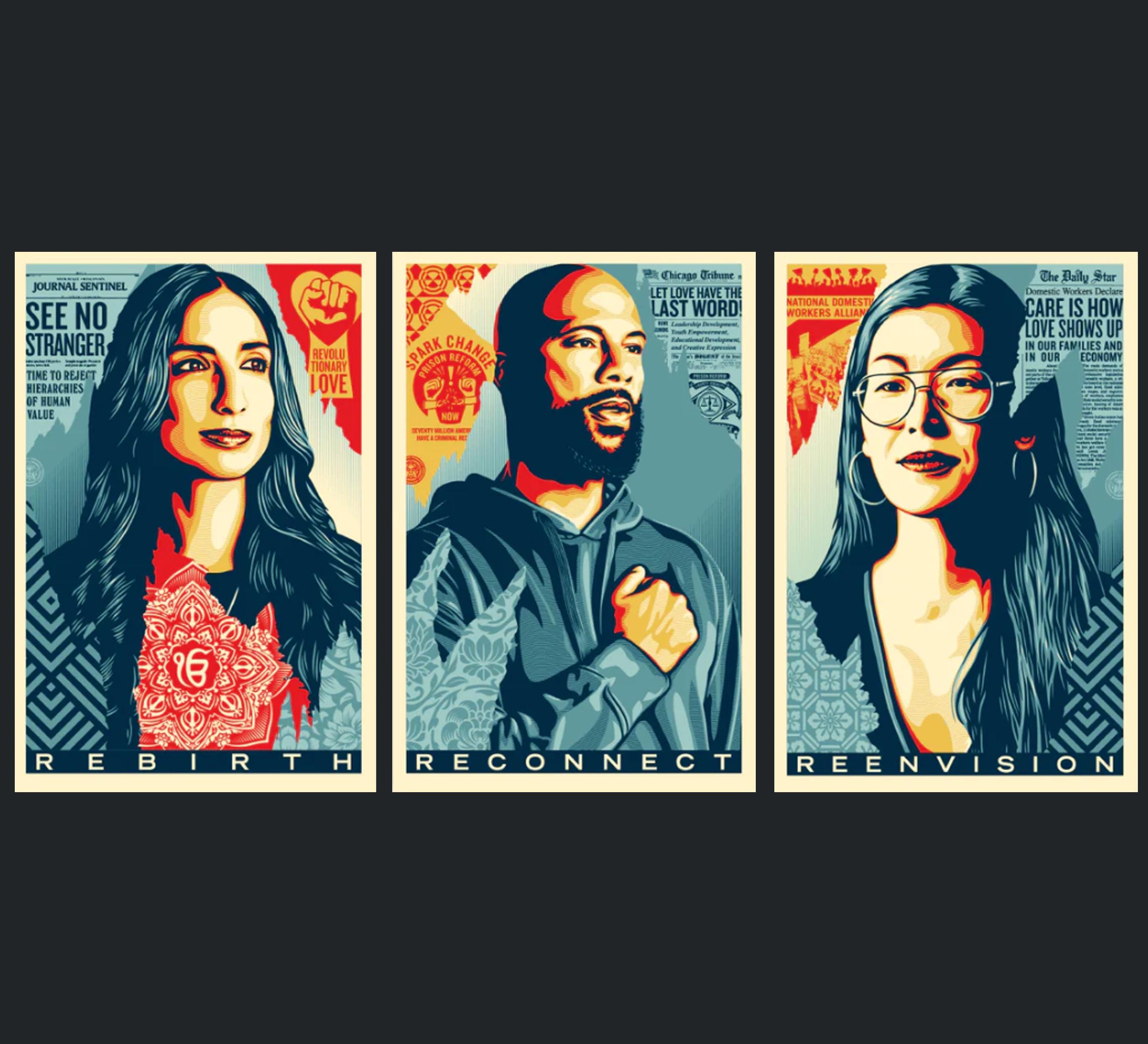 Set of 3 Signed Posters - the Reframe - Shepard Fairey (OBEY