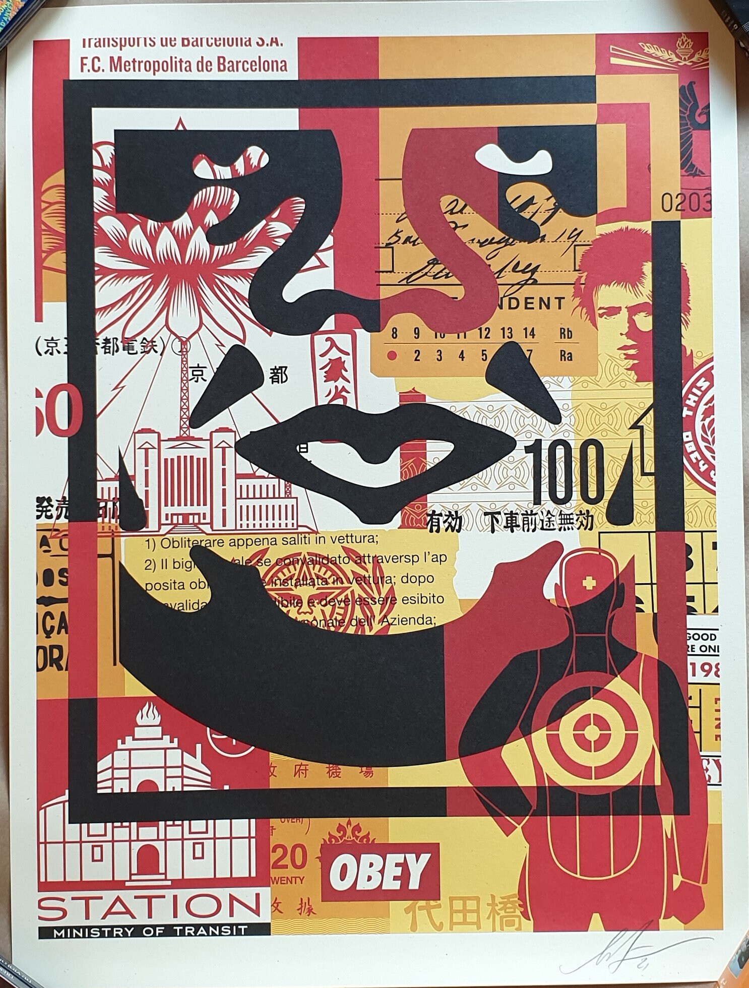 Shepard Fairey Triptych (OBEY) - SIGNED - Obey 3-face Collage