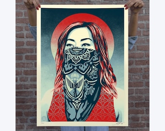 Pôster assinado - Just Angels Rising - Shepard Fairey (OBEY) - Edição limitada de 450 exemplares - Serigrafia - 2021