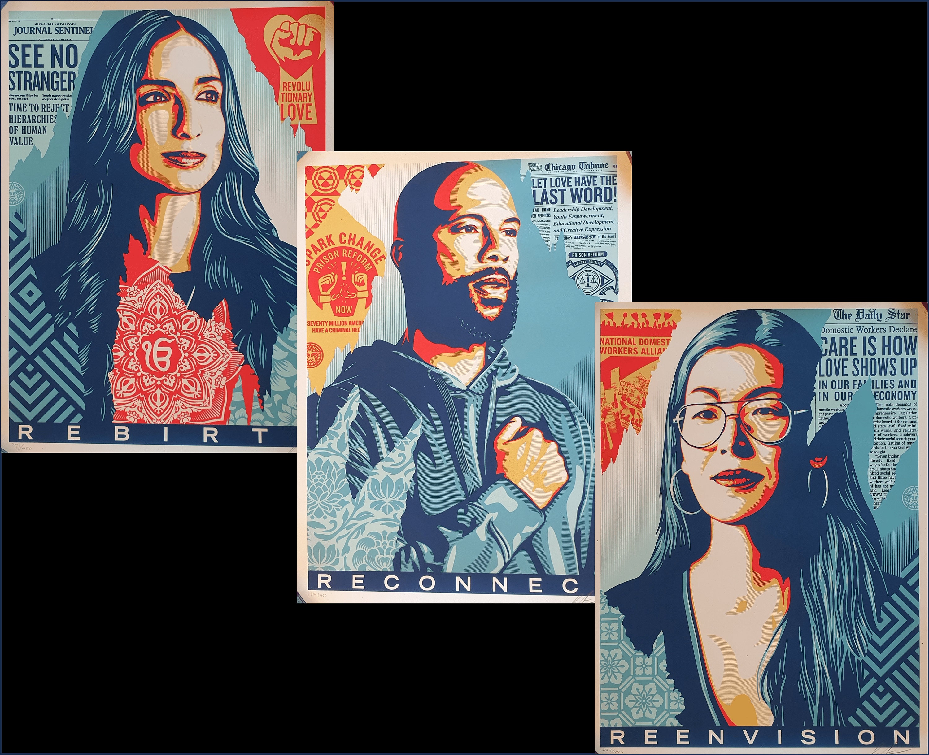 【新品】OBEY 3-FACE SIGNED POSTER SET OBEY 3-FACE COLLAGE Signed Offset Lithograph Set – OBEY GIANT