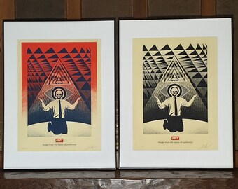 2 pôsteres assinados - Obey Conformity Trance - Díptico Vermelho e Preto - Shepard Fairey (OBEY) - Edição limitada de 350 exemplares. - Serigrafias - 2021