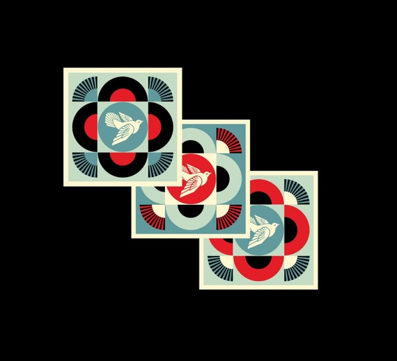 Triptych by Shepard Fairey OBEY SIGNED Geometric Dove - Etsy