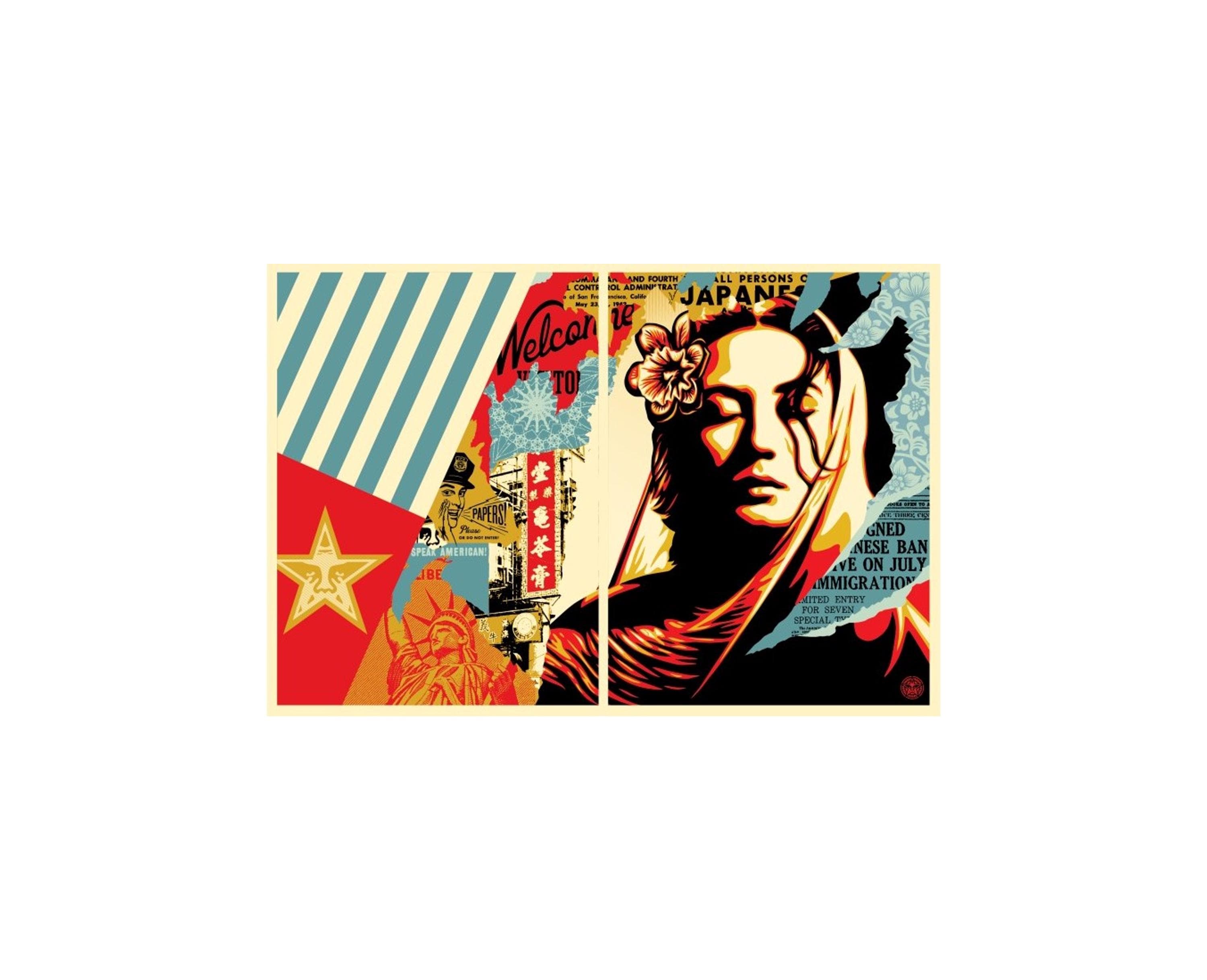 2枚組ポスター - Welcome Visitor - Shepard Fairey (OBEY) - サイン 
