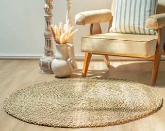 Round Seagrass Rug 100 or 120 cm LOKA (2 sizes) Beige Natural Carpet