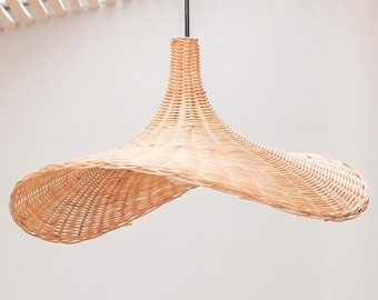 Rattan Lamp | Natural Lampshade SAYAN Funnel Shaped Ceiling Lamp Pendant Lamp Made of Natural Fibres (2 sizes)
