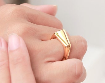 Minimalist ring 18k gold plated - gold ring 925 silver gold vermeil - triangular statement ring - JIMBARAN