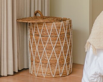 Laundry Basket with Lid KISA made from Banana Fibre