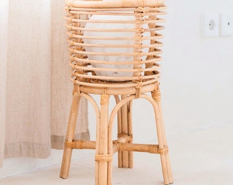 Rattan Plant Stand Round – Boho Planter – Rattan Plant Basket – Natural Flower Stand for Pots up to Ø20 cm AKARA