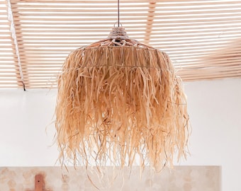 Raffia Lamp with Long Fringes | Lampshade | Pendant Lamp KAWI (2 sizes)