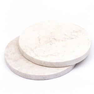 Round Marble Coasters Set of 4 or 8 Handmade RANUKA (white)