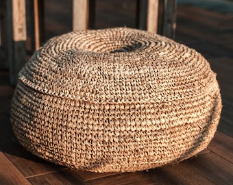 Pouf | Sitzpouf TELU aus Raffia (2 Größen)