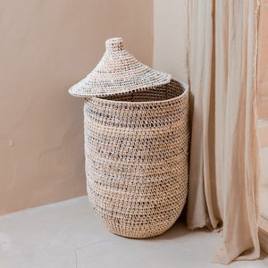 Laundry Basket with Lid KAJA made from Banana Fibre