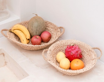 Woven Raffia Bowl Fruit Bowl made from Light Natural Fibres Bread Basket RAGA (2 sizes)