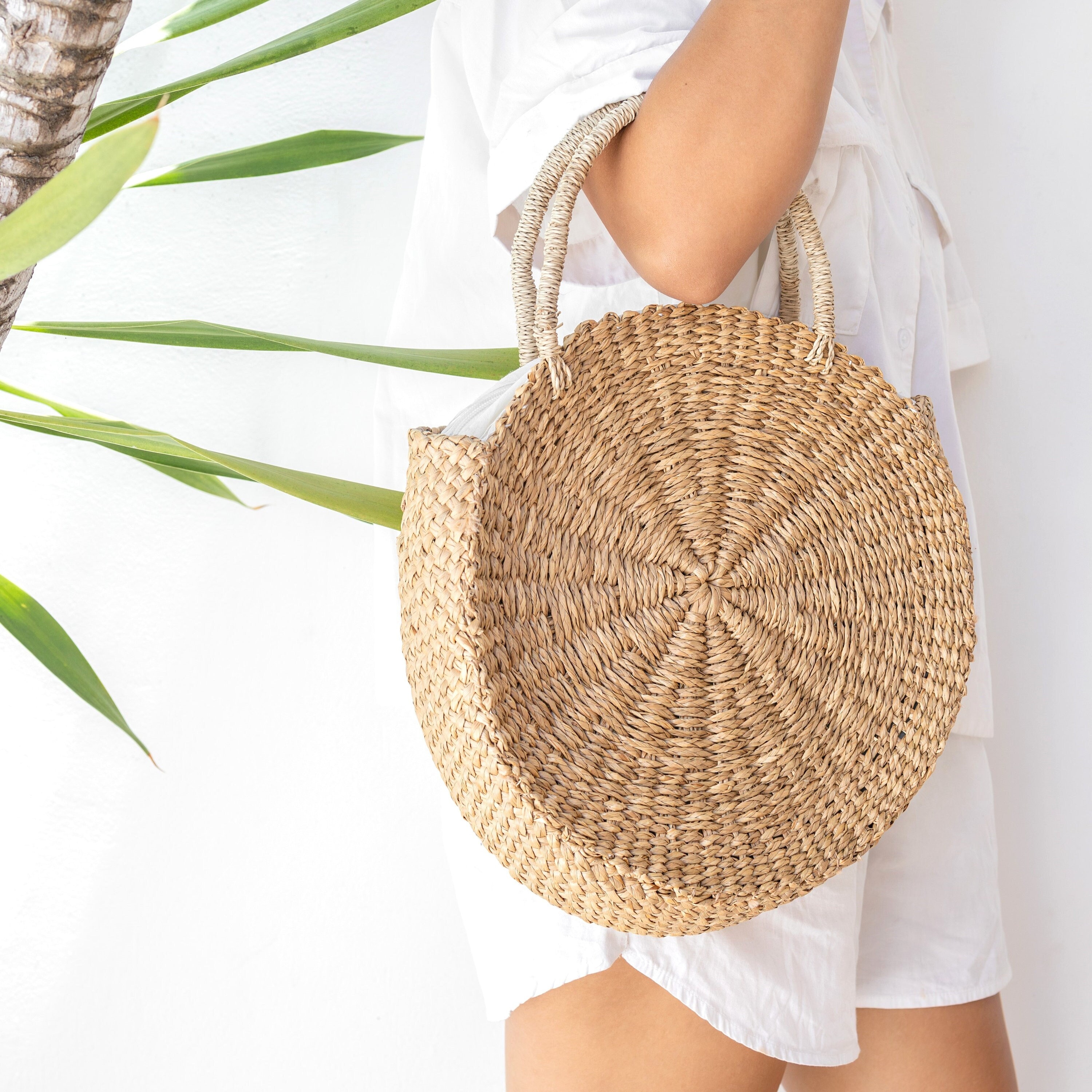 Seegras Handgefertigt Korbtasche Lederriemen Handtasche Aus Seegras