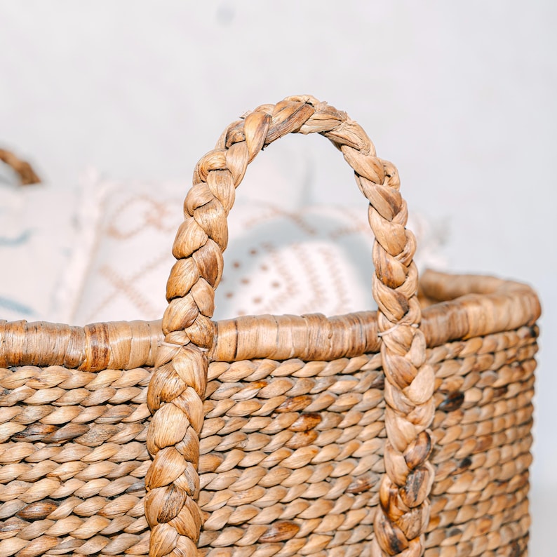 Extra Large Laundry Basket – Square Boho Hamper – Woven Decorative Basket – Storage Basket Made of Natural Water Hyacinth (2 sizes) MENTARI