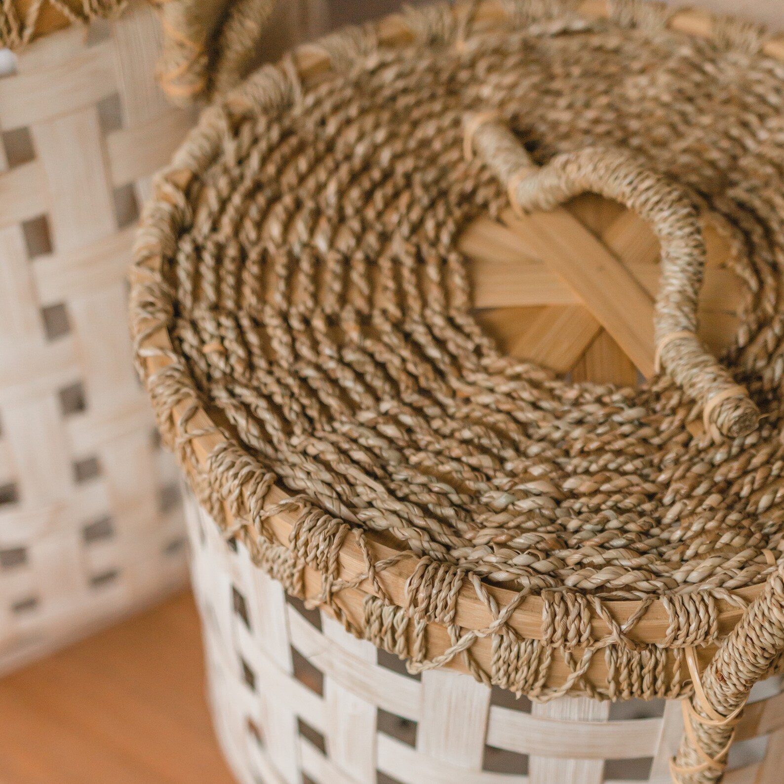 Laundry Basket With Lid IRAYA Made From Bamboo Etsy
