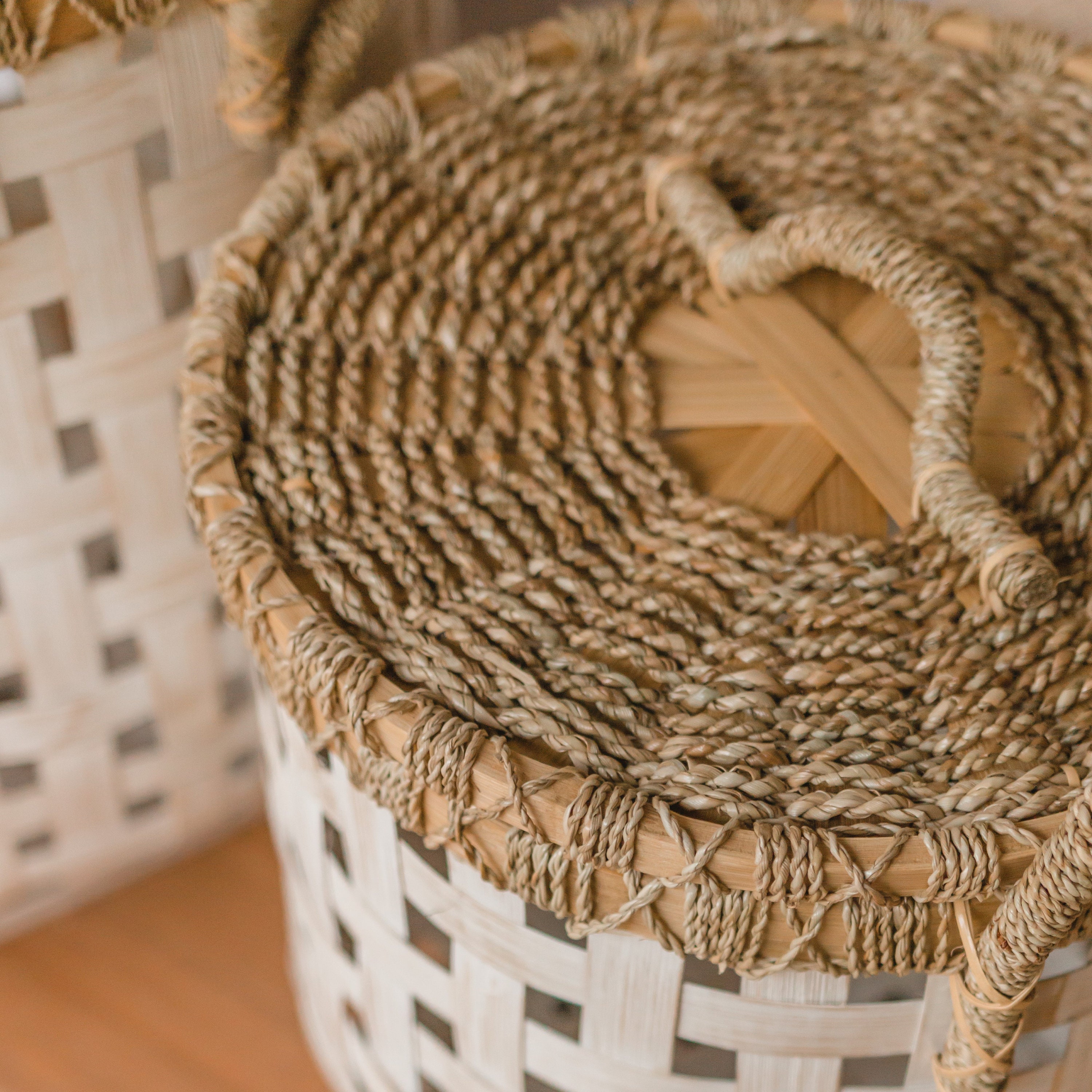 Laundry Basket With Lid IRAYA Made From Bamboo Etsy