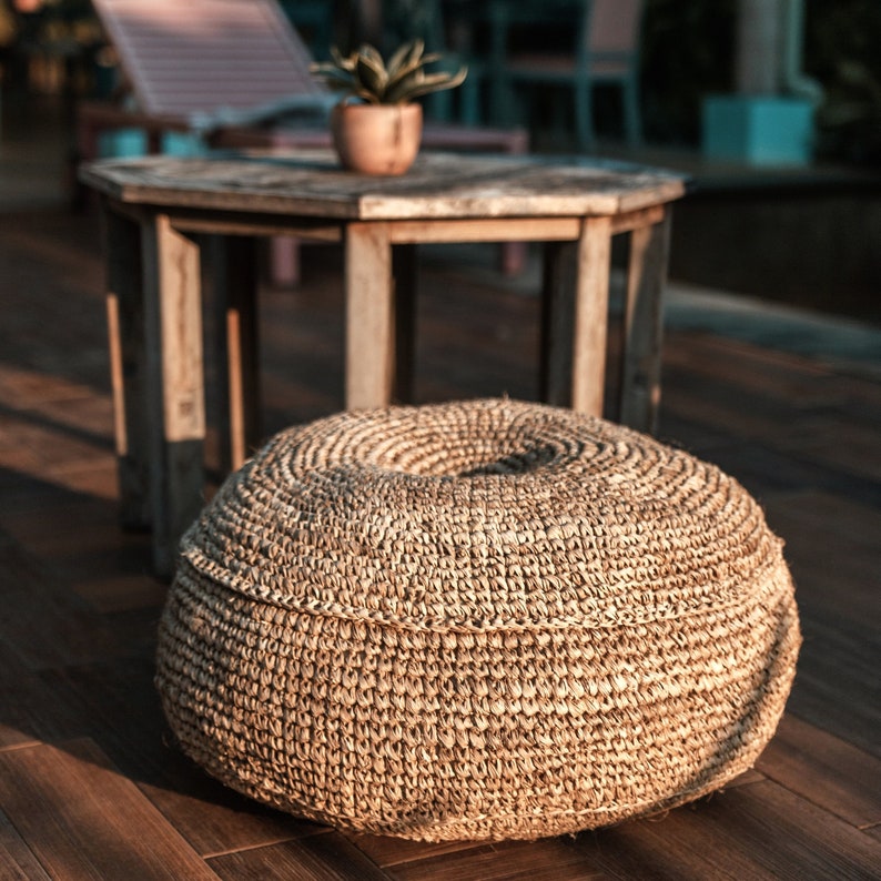 Pouf Beanbag TELU made of Raffia 2 sizes image 1