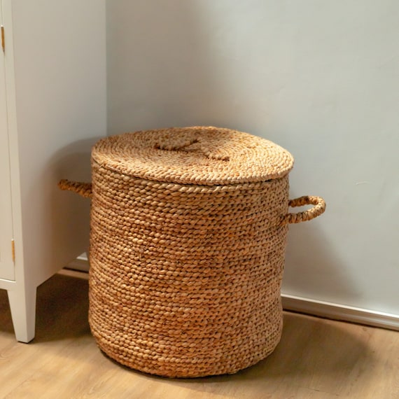 Cesta de lavandería de mimbre para baño, cesta de lavandería tejida, cesta  de ropa sucia, cesta de almacenamiento para plantas con asas para el hogar