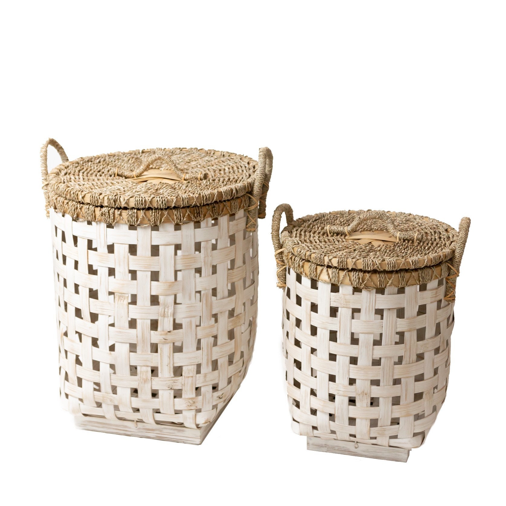 Laundry Basket With Lid IRAYA Made From Bamboo Etsy