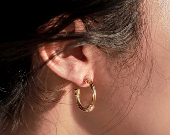 Hoop earrings 18k gold plated - minimalist earrings - round earrings made of 925 silver gold vermeil - MELASTI