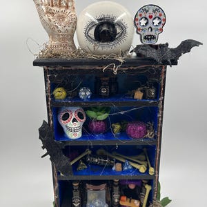 Witch’s Cabinet | Spooky Trinket Shelf | Miniature Potion & Magic Display