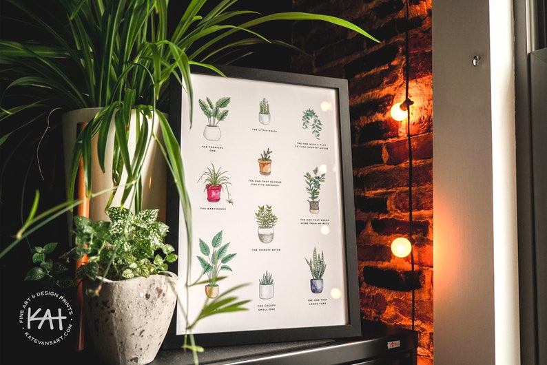 Funny Houseplants Print Comical Plant Names Art Plant Lady Gift Plant